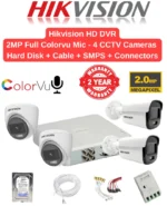 Hikvision 2MP 4 HD CCTV Cameras Audio Day & Night  ColorVu Combo Full Set