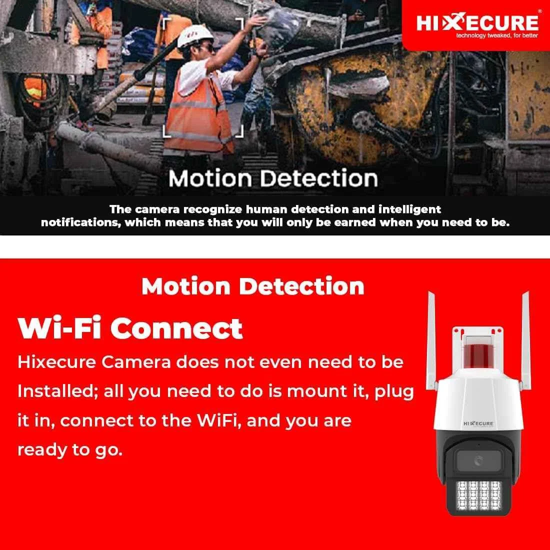 S2 Hixecure HX-SD31L3-W-64GB 3MP PT Outdoor Smart WiFi Camera with Night Vision, Motion Detect, Two-Way Audio, IP66 Weatherproof - Image 1